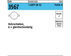 DIN 3567 1.4571 (A5) Form A Rohrschellen, gleichschenkelig 
