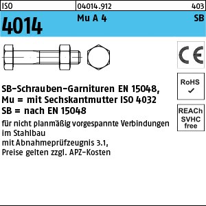 ISO 4014 A 4-70 CE Mu M 20 x 80 SB nach EN 15048 A 4 S