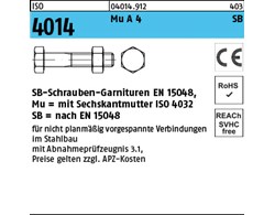 ISO 4014 Mu A 4 SB SB-Schrauben-Garnituren EN 15048, mit Sechskantmutter ISO 403