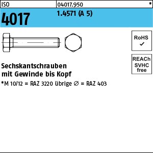 ISO 4017 1.4571 M 16 x 30 A 5 S