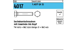 ISO 4017 1.4571 (A 5) Sechskantschrauben mit Gewinde bis Kopf 