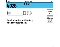 ISO 4028 A 1/A 2 Gewindestifte mit Zapfen und Innensechskant