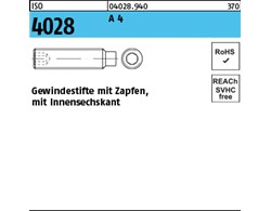 ISO 4028 A 4 Gewindestifte mit Zapfen und Innensechskant