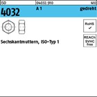 ISO 4032 A 1 gedreht Sechskantmuttern, ISO-Typ 1 