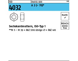 ISO 4032 A 2 - 70 Sechskantmuttern, ISO-Typ 1 