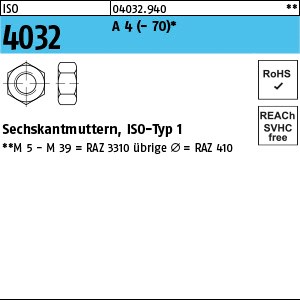 ISO 4032 A 4 M 2 A 4 S