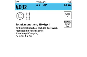ISO 4032 A 4 - 70 AD W2 Sechskantmuttern, ISO-Typ 1 