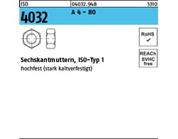 ISO 4032 A 4 - 80 Sechskantmuttern, ISO-Typ 1 