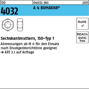 ISO 4032 A 4 BUMAX88 M 6 A 4-88 S