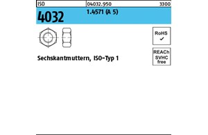 ISO 4032 1.4571 (A 5) Sechskantmuttern, ISO-Typ 1 