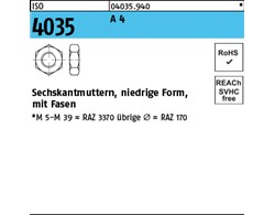 ISO 4035 A 4 Niedrige Sechskantmuttern mit Fasen 