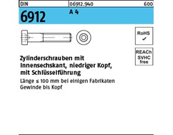 DIN 6912 A 4 Zylinderschrauben mit Innensechskant, niedriger Kopf, mit Schlüssel