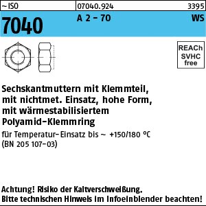 ISO 7040 A 2-70 M 3 m. braunem Ring, n. BN 205107 -3 A 2 S