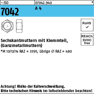 ISO 7042 A 4 M 3 DIN 934 mit 3-Punkt-Quetschung A 4 S