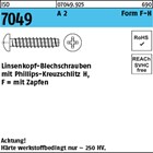ISO 7049 A 2 Form F-H Linsenkopf-Blechschrauben mit Zapfen, mit Phillips-Kreuzsc