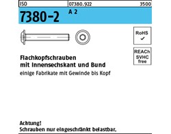 ISO 7380-2 A 2 Flachkopfschrauben mit Innensechskant und Bund