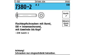 ~ISO 7380-2 A 2 ISR Flachkopfschrauben mit Innensechsrund und Bund