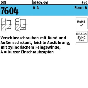 DIN 7604 A 4 A M 10 x 1 A 4 S
