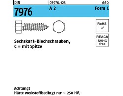 DIN 7976 A 2 Form C Sechskant-Blechschrauben, mit Spitze 