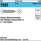 DIN 7981 A 4 Form C-H Linsen-Blechschrauben mit Spitze, mit Phillips-Kreuzschlit