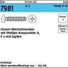 DIN 7981 A 2 Form F-H Linsen-Blechschrauben mit Zapfen, mit Phillips-Kreuzschlit