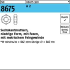ISO 8675 A 2 Niedrige Sechskantmuttern mit Fasen und metrischem Feingewinde