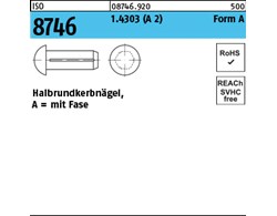 ISO 8746 1.4303 (A 2) Form A Halbrundkerbnägel, mit Fase 