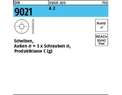 DIN 9021 A 2 Scheiben, Außen Ø ~3 x Schrauben Ø, Produktklasse C