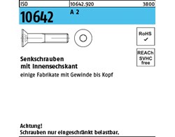 ISO 10642 A 2 Senkschrauben mit Innensechskant 