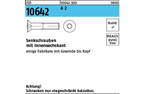 ISO 10642 A 2 Senkschrauben mit Innensechskant 
