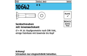 ISO 10642 A 4 Senkschrauben mit Innensechskant 