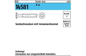 ISO 14581 A 4 Senkschrauben mit Innensechsrund 
