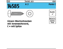 ISO 14585 A 2 Form C - ISR Flachkopf-Blechschrauben mit Spitze, mit Innensechsru