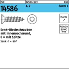 ISO 14586 A 2 Form C- ISR Senk-Blechschrauben, mit Spitze, mit Innensechsrund