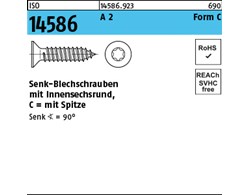 ISO 14586 A 2 Form C- ISR Senk-Blechschrauben, mit Spitze, mit Innensechsrund
