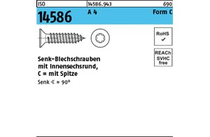 ISO 14586 A 4 Form C- ISR Senk-Blechschrauben, mit Spitze, mit Innensechsrund