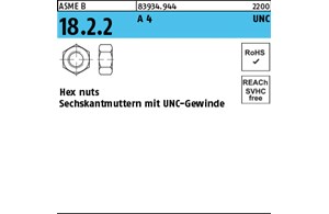 ASME B 18.2.2 A 4 UNC Hex cap screws, Sechskantmuttern mit mit UNC-Gewinde