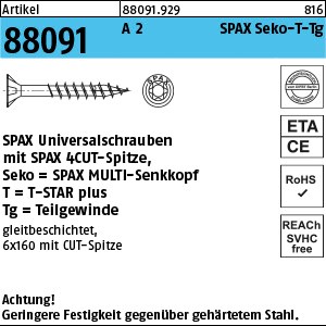 ART 88091 SPAX A 2 3,5 x 30/18 -T Senkkopf A 2 K
