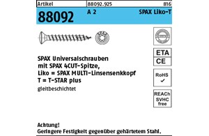 Artikel 88092 A 2 SPAX Liko-T SPAX Universalschrauben mit Spitze, SPAX MULTI-Lin