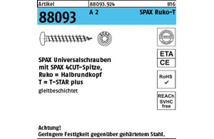 Artikel 88093 A 2 SPAX Ruko-T SPAX Universalschrauben mit Spitze, SPAX MULTI-Hal