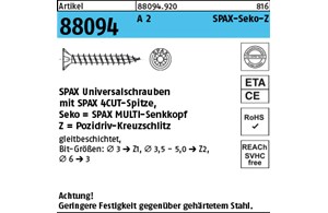 Artikel 88094 A 2 SPAX-Seko-Z SPAX Universalschrauben mit Spitze, SPAX MULTI-Sen