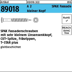ART 89018 SPAX-S A 2 4 x 40/23 -T sehr kleiner LIKO, m.Fräsrip u. S