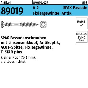 ART 89019 SPAX-S A 2 4,5 x 50/21 -T kl. LIKO, CUT-Spitze, Antikoptik Antik S
