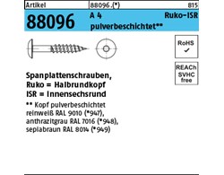 Artikel 88096 A 4 Ruko-ISR Kopf pulverbesch. reinweiß Spanplattenschrauben, Halb