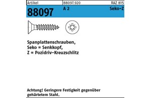 Artikel 88097 A 2 Seko-Z Spanplattenschrauben, Senkkopf, Pozidriv-Kreuzschlitz