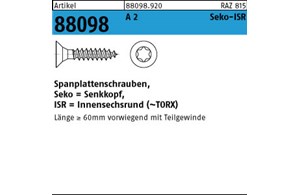 Artikel 88098 A 2 Seko-ISR Spanplattenschrauben, Senkkopf, Innensechsrund