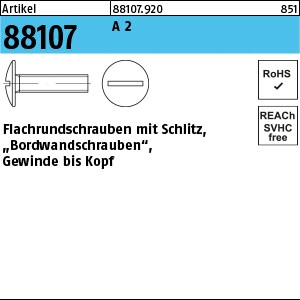 ART 88107 Bordwandschr. A2 M 5 x 10 K 12 ohne Mutter A 2 S