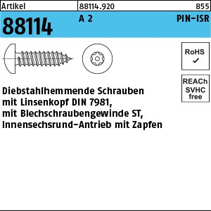 ART 88114 Sicherh. Schr. (D7981) A 2 3,5 x 13 mit Pin-ISR T10 A 2 S