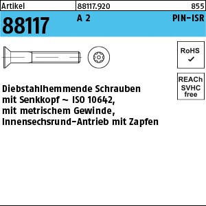 ART 88117 Sicherh. Schr. (D7991) A 2 M 3 x 6 mit PIN-ISR T10 A 2 S