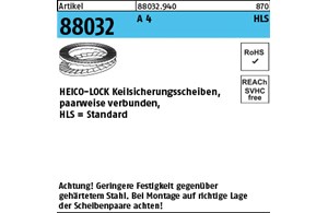 Artikel 88032 A 4 Heico-Lock-Scheiben, Standard (Keilsicherungsscheibenpaare)